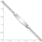 14k White Gold Polished Solid Chain/Solid Plate Flat Curb Link Soft Diamond Shape 24.5x7.5mm Plate 7 inch ID Bracelet