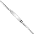 14k White Gold Polished Solid Chain/Solid Plate Flat Curb Link 25.5x4.5mm Plate 7 inch ID Bracelet