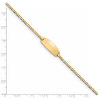 14k Polished Solid Chain/Solid Plate Figaro Link Oval 18x7.5mm Plate 7 inch ID Bracelet
