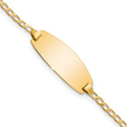 14k Polished Solid Chain/Solid Plate Curb Link Oval 18.5x8.5mm Plate 7 inch ID Bracelet