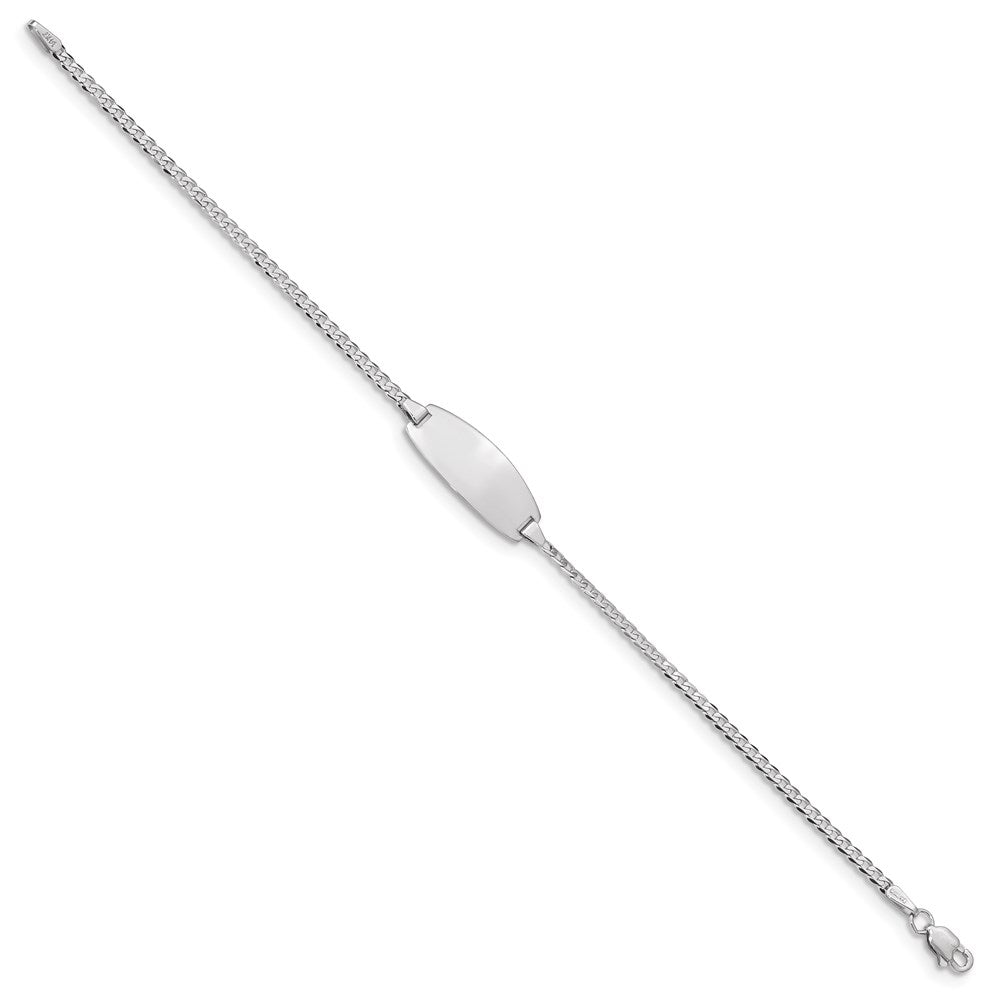 14k White Gold Polished Solid Chain/Solid Plate Curb Link Oval 18.5x8.5mm Plate 6 inch Baby/Child ID Bracelet