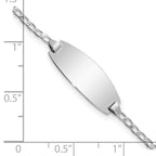 14k White Gold Polished Solid Chain/Solid Plate Curb Link Oval 18.5x8.5mm Plate 6 inch Baby/Child ID Bracelet
