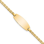14k Polished Solid Chain/Solid Plate Anchor Link Oval 18.5x8mm Plate 5.5 inch Baby/Child ID Bracelet