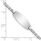 14k White Gold Polished Solid Chain/Solid Plate Anchor Link Oval 18.5x8mm Plate 6 inch Baby/Child ID Bracelet