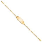 14k Polished Solid Chain/Solid Plate Figaro Link Oval 24x10.5mm Plate 7 inch ID Bracelet