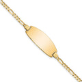 14k Polished Solid Chain/Solid Plate Figaro Link Oval 24x10.5mm Plate 7 inch ID Bracelet