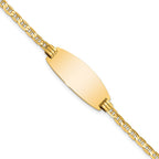 14k Polished Solid Chain/Solid Plate Anchor Link Oval 24x10.5mm Plate 7 inch ID Bracelet