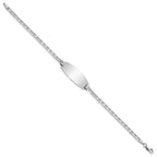 14k White Gold Polished Solid Chain/Solid Plate Anchor Link Oval 24x10.5mm Plate 7 inch ID Bracelet