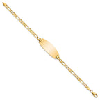 14k Polished Solid Chain/Solid Plate Figaro Link Oval 27x11.5mm Plate 8 inch ID Bracelet