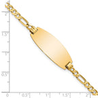 14k Polished Solid Chain/Solid Plate Figaro Link Oval 27x11.5mm Plate 8 inch ID Bracelet