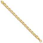 14K 9mm Hand Polished Fancy Anchor Link with Fancy Lobster Clasp Bracelet