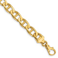 14K 9mm Hand Polished Fancy Anchor Link with Fancy Lobster Clasp Bracelet