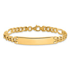 14k Hand-polished Solid Chain/Solid Plate Figaro Link 44x8.5mm Plate 8 inch ID Bracelet