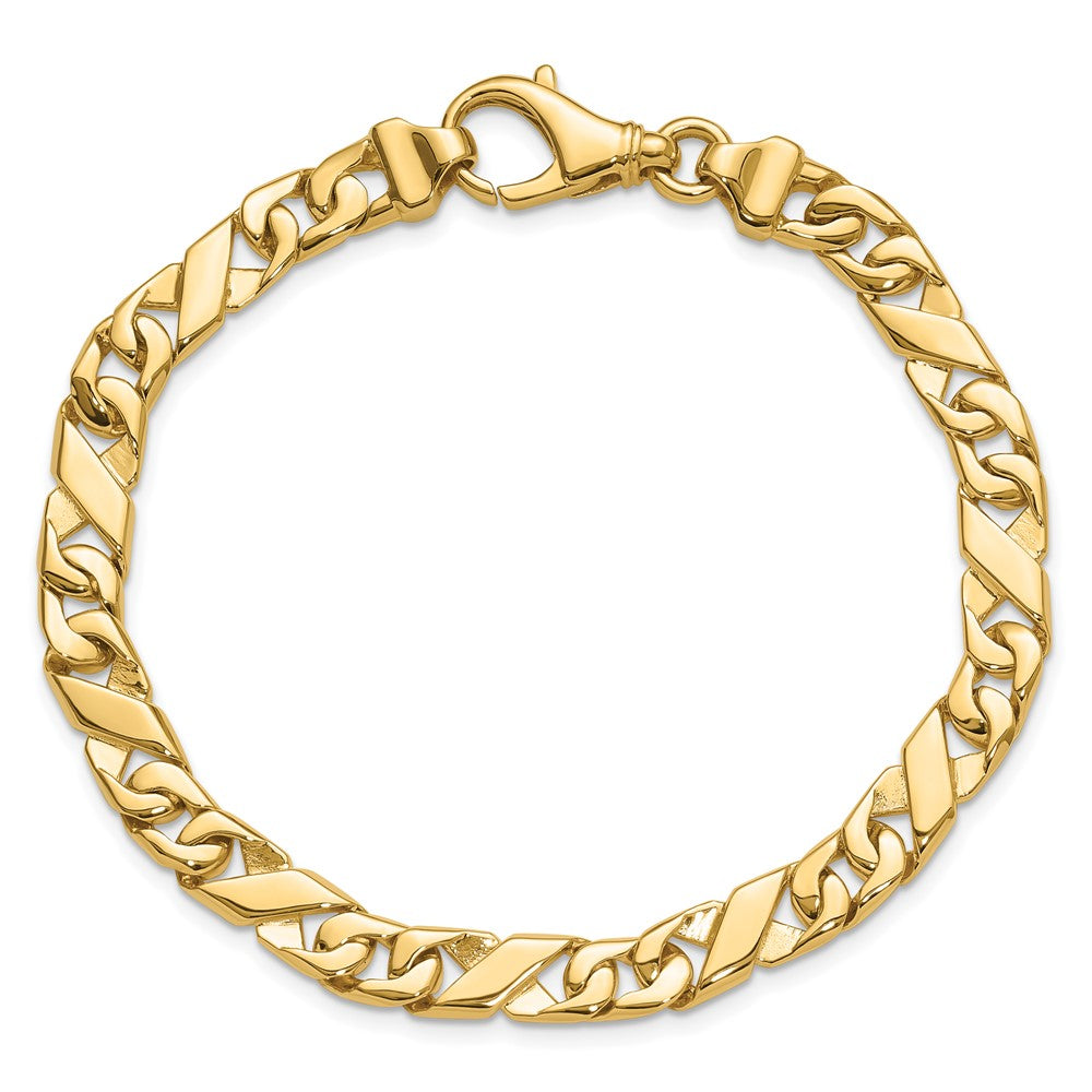 14K 6.7mm Hand Polished Fancy Link with Fancy Lobster Clasp Bracelet