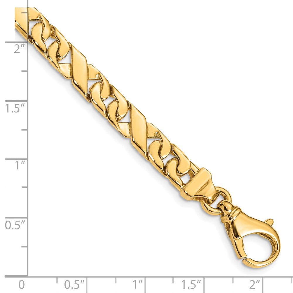 14K 6.7mm Hand Polished Fancy Link with Fancy Lobster Clasp Bracelet
