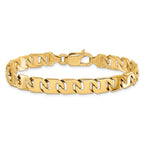14K 8.4mm Hand Polished Fancy Link with Fancy Lobster Clasp Bracelet