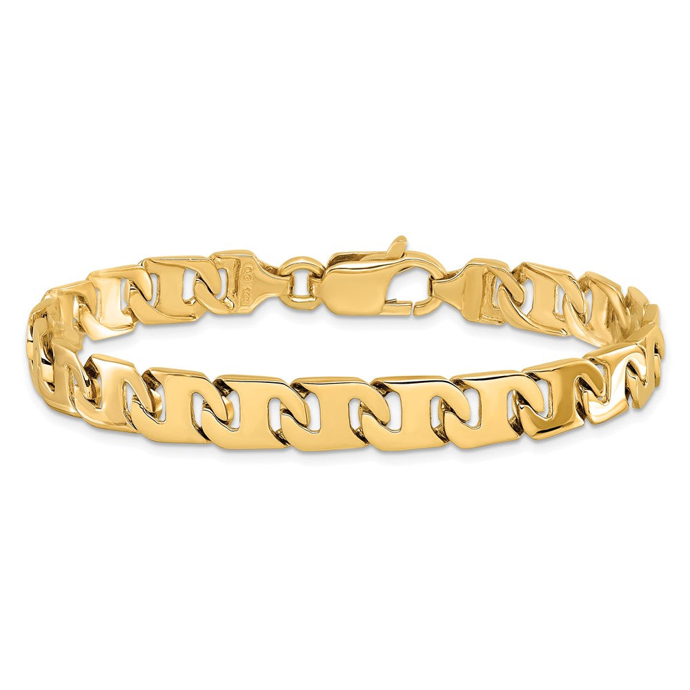 14K 8.4mm Hand Polished Fancy Link with Fancy Lobster Clasp Bracelet