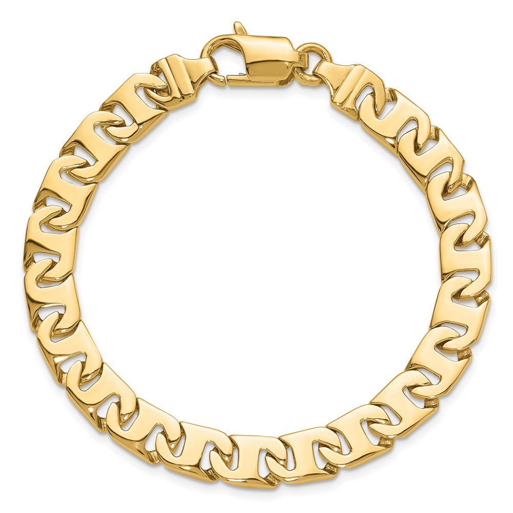 14K 8.4mm Hand Polished Fancy Link with Fancy Lobster Clasp Bracelet