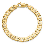 14K 8.4mm Hand Polished Fancy Link with Fancy Lobster Clasp Bracelet
