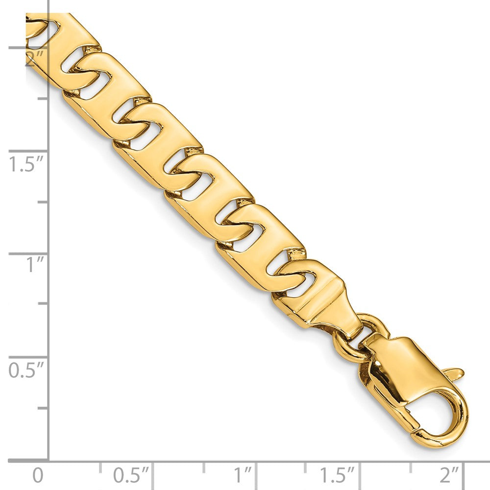 14K 8.4mm Hand Polished Fancy Link with Fancy Lobster Clasp Bracelet