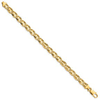 14K 7.5mm Hand Polished Fancy Link with Lobster Clasp Bracelet