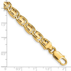 14K 7.5mm Hand Polished Fancy Link with Lobster Clasp Bracelet