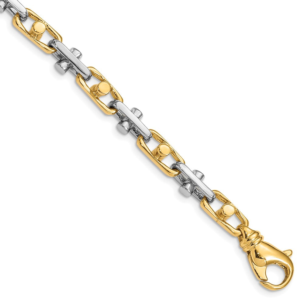 14K Two-tone 5.8mm Hand Polished Fancy Link with Fancy Lobster Clasp Bracelet