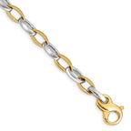 14K Two-tone 6.6mm Hand Polished and Satin Fancy Link with Fancy Lobster Clasp Bracelet