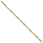 14k Two-tone 4.6mm Hand Polished Fancy Link with Lobster Clasp Bracelet