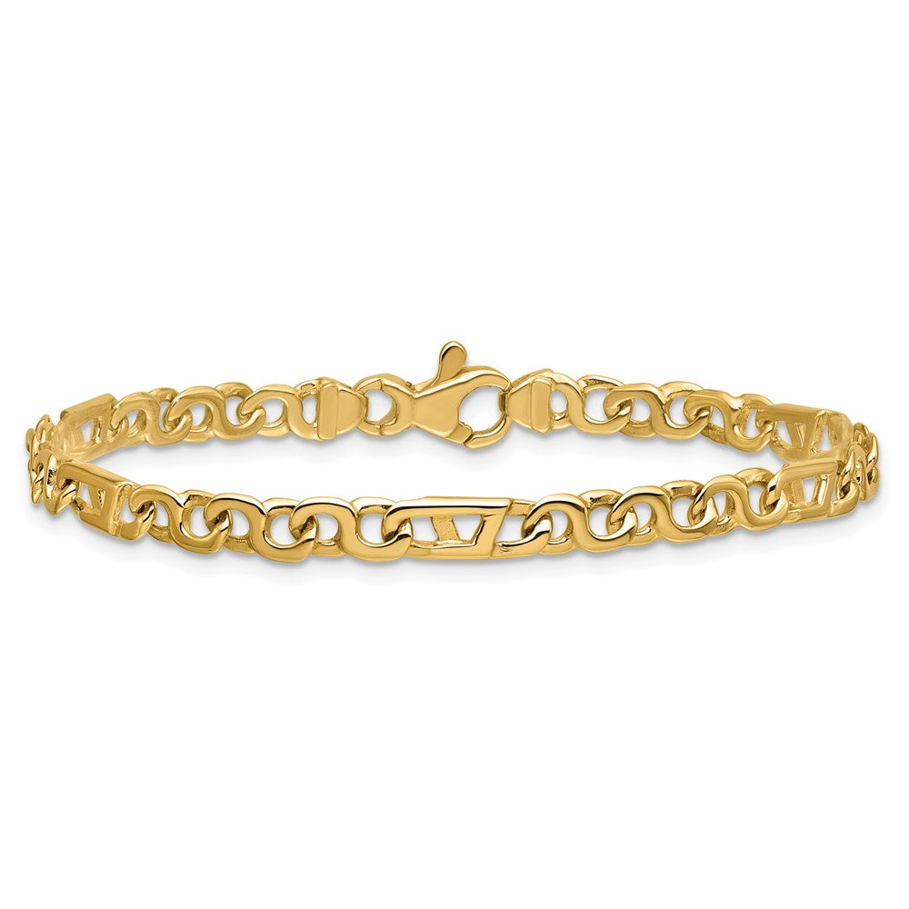 14K 4.3mm Hand Polished Fancy Link with Fancy Lobster Clasp Bracelet