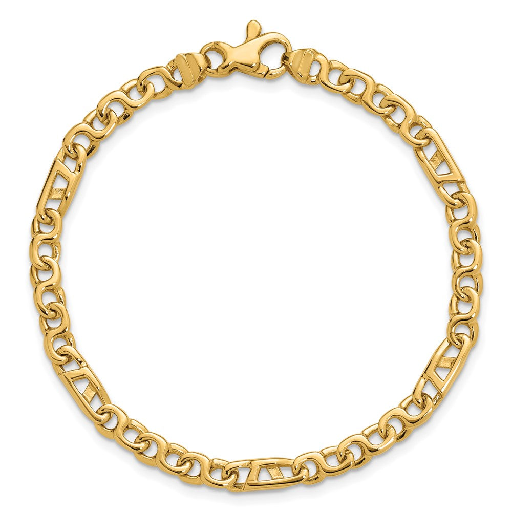 14K 4.3mm Hand Polished Fancy Link with Fancy Lobster Clasp Bracelet