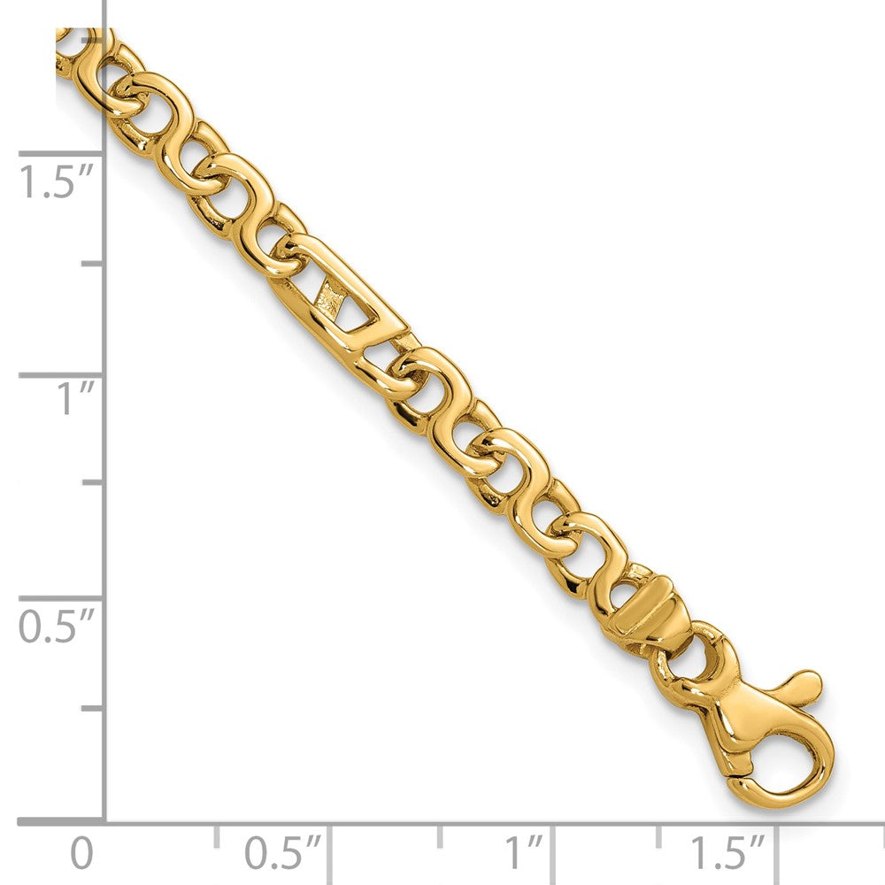 14K 4.3mm Hand Polished Fancy Link with Fancy Lobster Clasp Bracelet