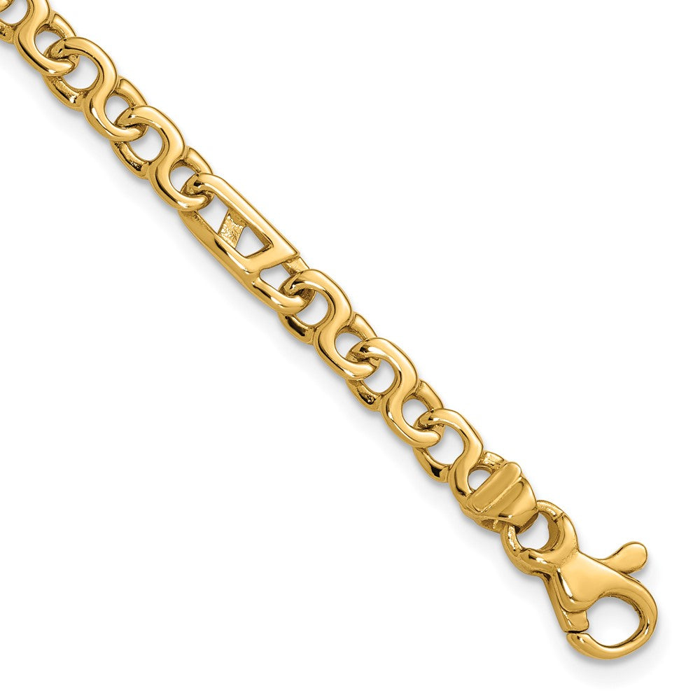14K 4.3mm Hand Polished Fancy Link with Fancy Lobster Clasp Bracelet