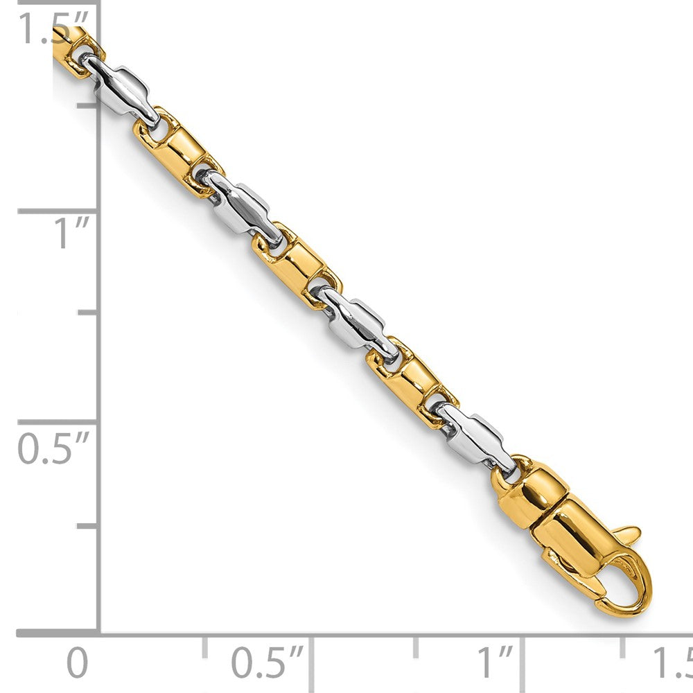 14K Two-tone 2.5mm Hand Polished Fancy Link with Lobster Clasp Bracelet