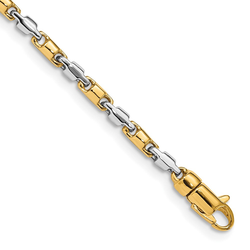 14K Two-tone 2.5mm Hand Polished Fancy Link with Lobster Clasp Bracelet