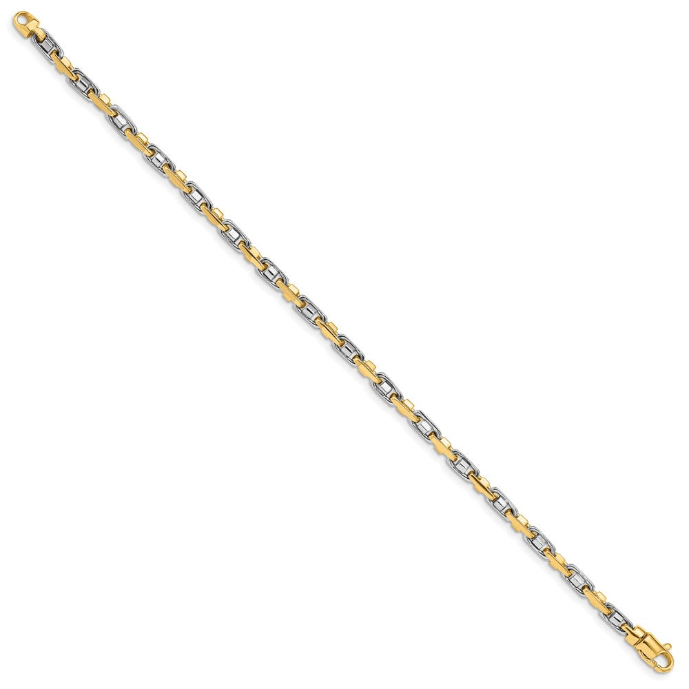 14K Two-tone 3.5mm Fancy Link with Lobster Clasp Bracelet