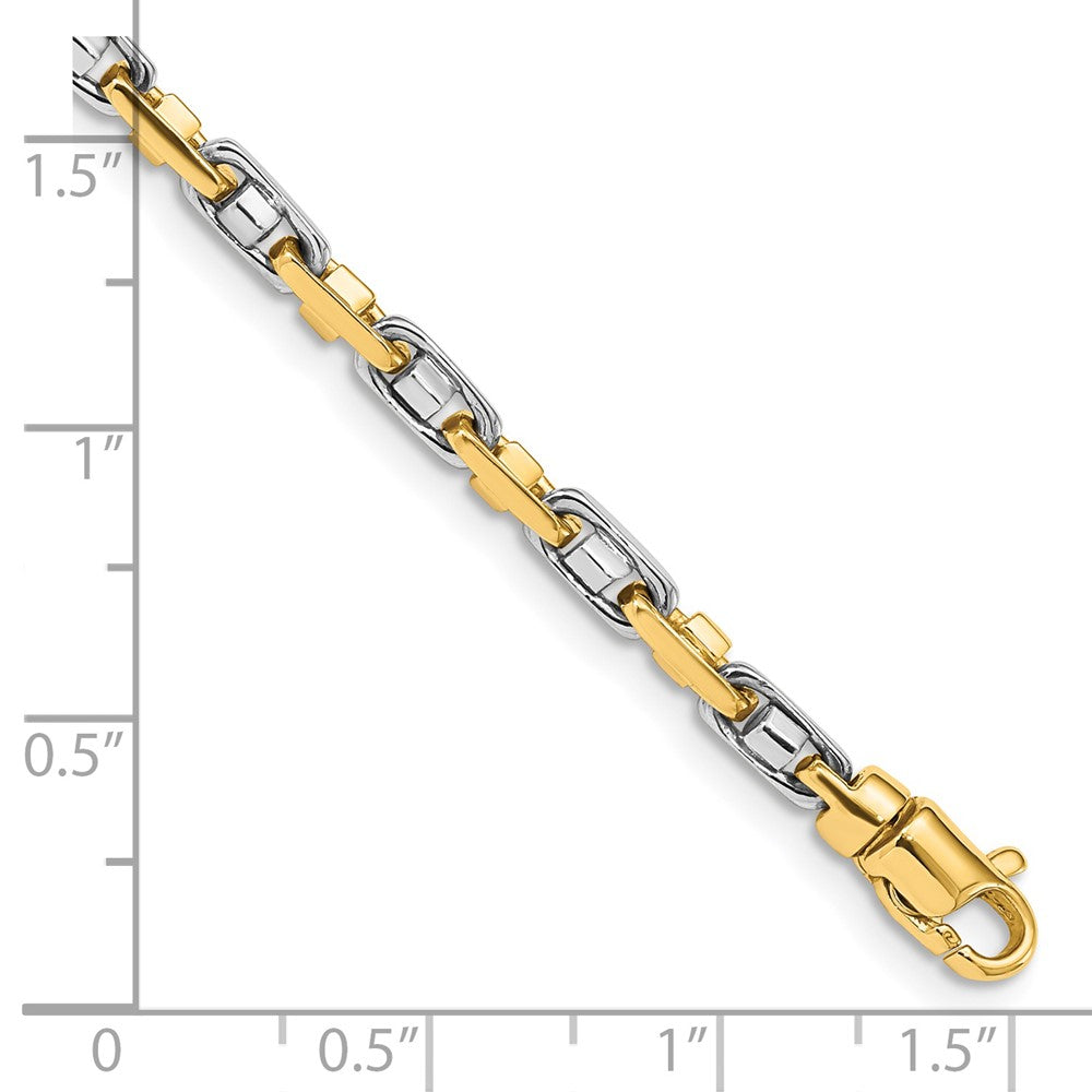 14K Two-tone 3.5mm Fancy Link with Lobster Clasp Bracelet