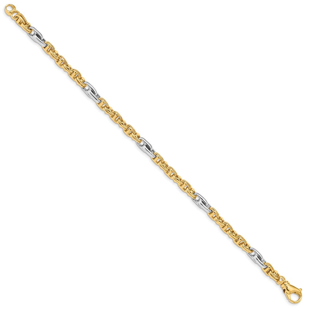 14K Two-tone 5.38mm Hand Polished Fancy Link with Fancy Lobster Clasp Bracelet