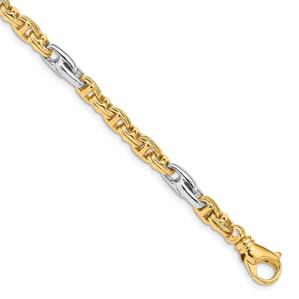 14K Two-tone 5.38mm Hand Polished Fancy Link with Fancy Lobster Clasp Bracelet