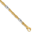 14K Two-tone 5.38mm Hand Polished Fancy Link with Fancy Lobster Clasp Bracelet