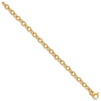 14K 7.8mm Hand Polished and Textured Fancy Link with Fancy Lobster Clasp Bracelet