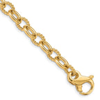 14K 7.8mm Hand Polished and Textured Fancy Link with Fancy Lobster Clasp Bracelet