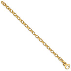 14K 6.2mm Hand Polished with Ridged Edge Fancy Link Fancy Lobster Clasp Bracelet