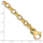 14K 6.2mm Hand Polished with Ridged Edge Fancy Link Fancy Lobster Clasp Bracelet