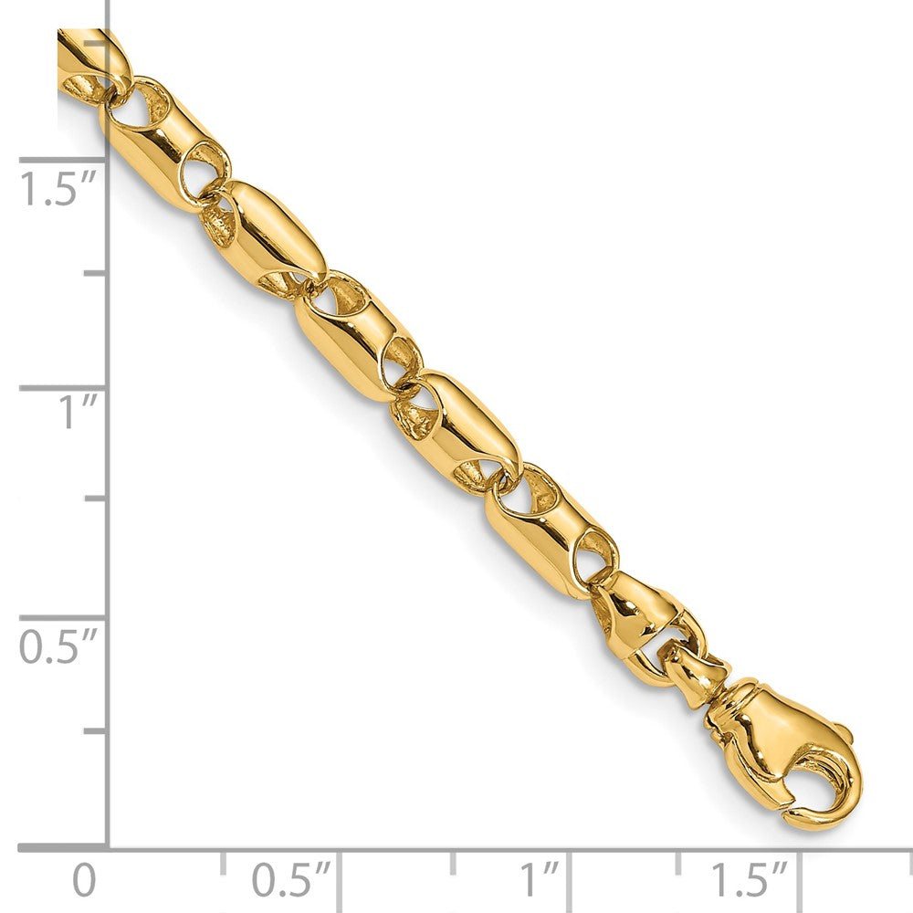 14K 4.1mm Fancy Barrel Link with Fancy Lobster Clasp Bracelet