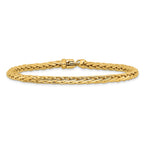 14K 4.4mm Hand Polished Flat-Edged Woven Link with Lobster Clasp Bracelet