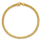 14K 4.4mm Hand Polished Flat-Edged Woven Link with Lobster Clasp Bracelet