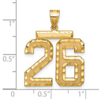 14k Large Brushed Diamond-cut Number 26 Charm