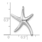 Sterling Silver Rhodium-plated Polished Sea Star Chain Slide