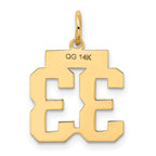 14k Small Polished Number 33 Charm